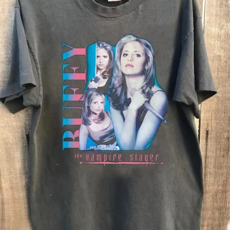 

Мужская футболка в стиле ретро American 90's Buffy Vampire Hunter, новая летняя модная мужская и женская уличная одежда в стиле ретро