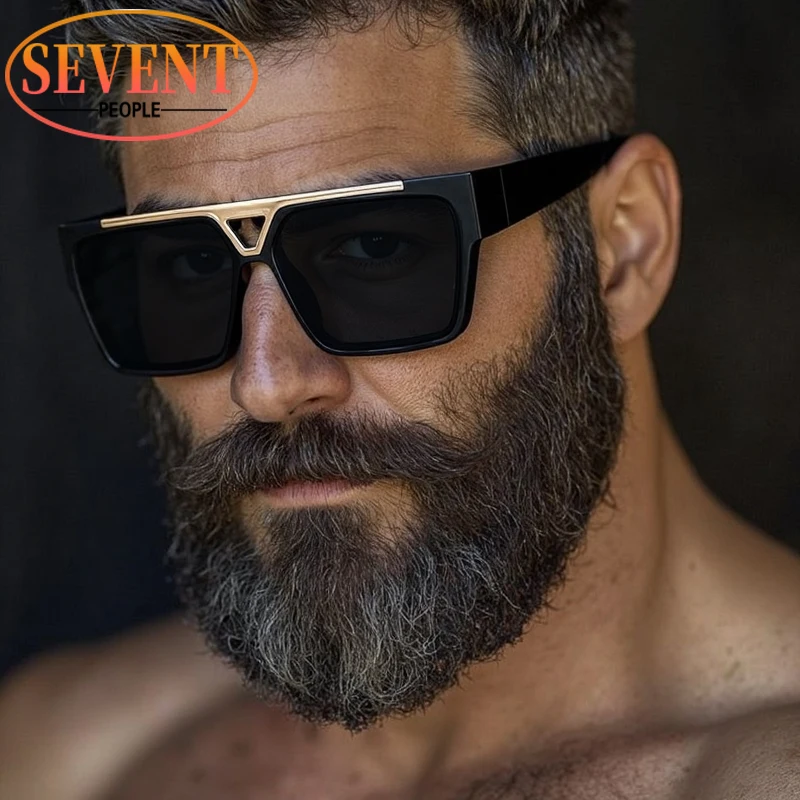 

Vintage Polarized Square Sunglasses Men 2025 Luxury Brand Classic Shield Punk Sun Glasses Trendy Driving Shades UV400 For Male