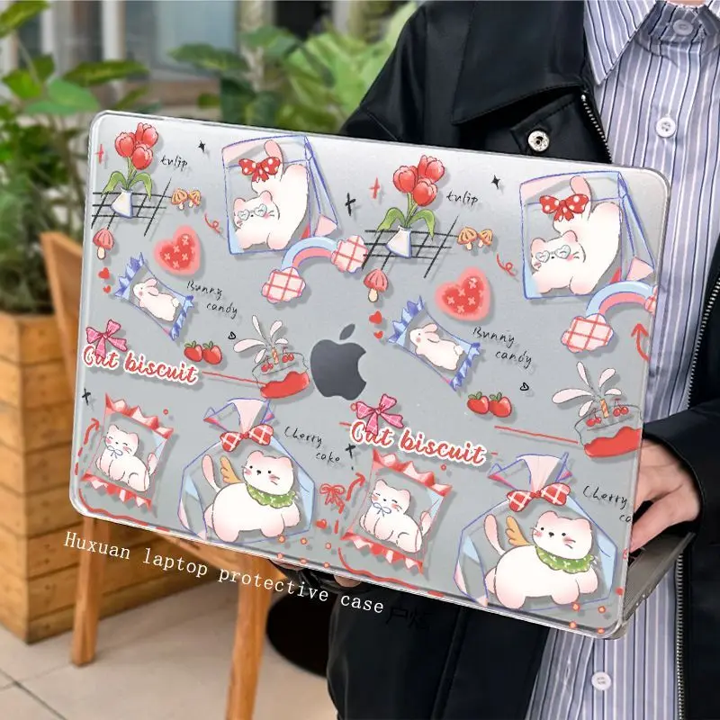 INS Cute Candy Cat Bow Case For Macbook Air 13.6 M5 M1 Pro 14 M4 Air 15.3 13 M3 15 M2 Mac Cover A3113 A2681 A2442 A2941 Neo