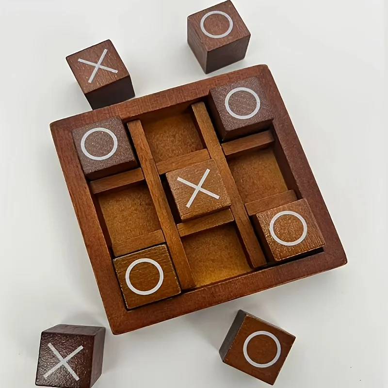 Wooden Tic Tac Toe XO  Educational Logical Thinking Training Toy Parent Child Interactive Two Player Family Travel Table Game view 4