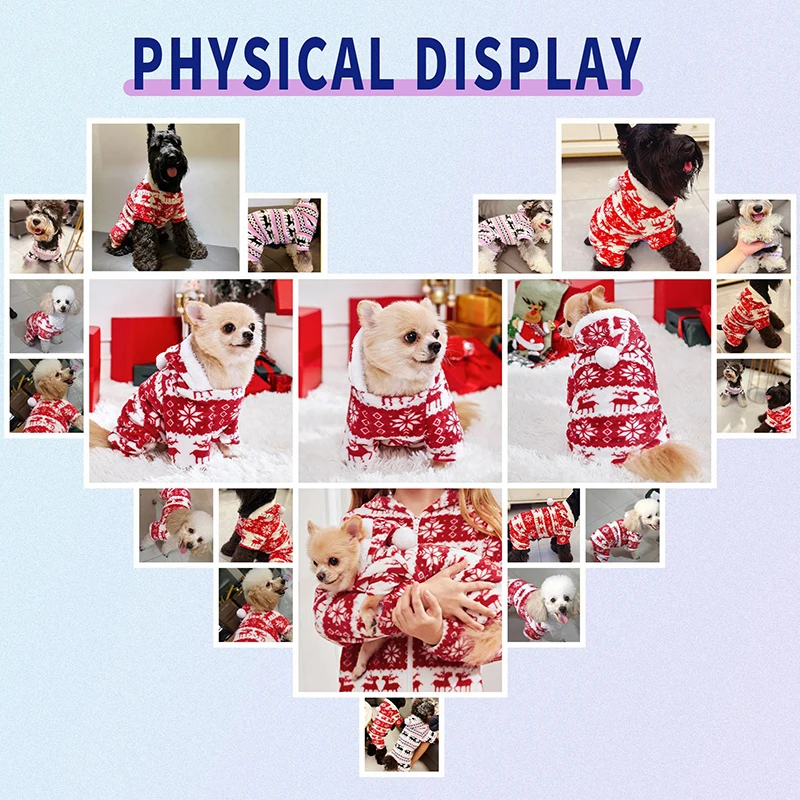 Dog Christmas Jumpsuit Clothes Warm Plush Pet Pajamas for Small Medium Dogs Cats Overalls Puppy York Chihuahua Onesies