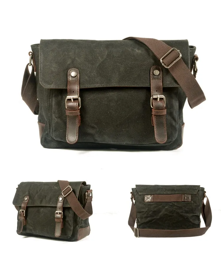 Vintage Herren Outdoor Casual Umhängetasche Canvas Single Shoulder Umhängetasche Herren Anti-Splash Oil Wax Vintage Umhängetasche – Detail 16