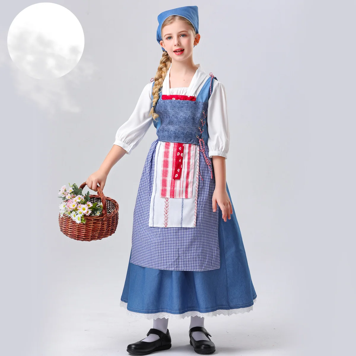 

New Halloween Children's European Pastoral Farm Maid Dress Maid Butler Drama Stage Performance Dress