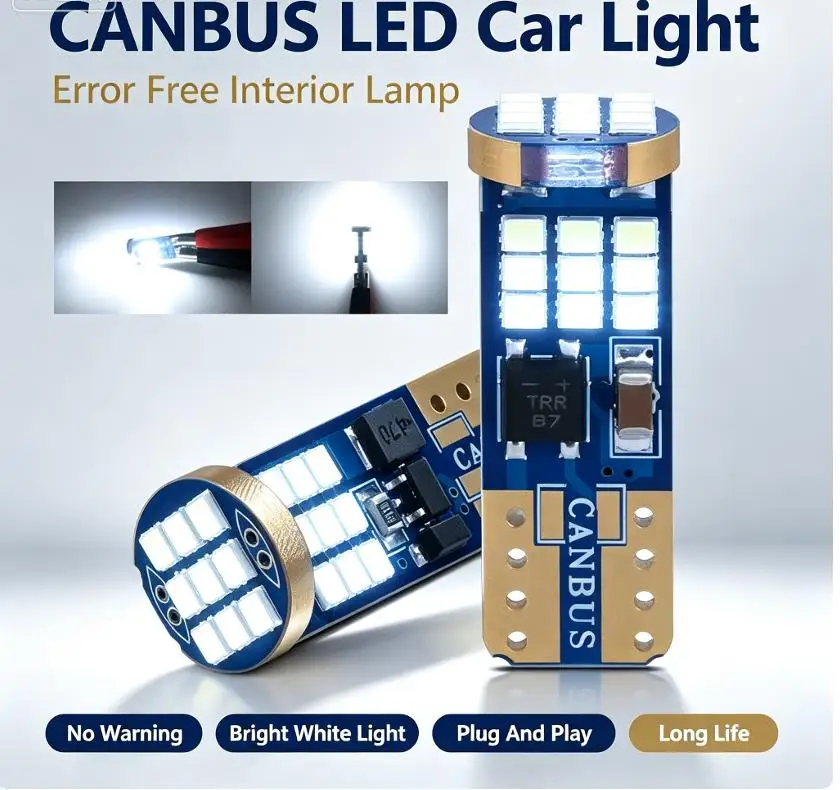 2Pcs 2016-27SMD Reading Wedge Light 12V T10 W5W Car LED 168 194 Parking Lamp Canbus Dome License Plate Bulb