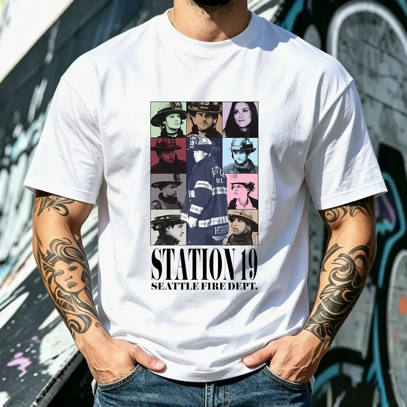 washed T Shirt STATION 19 THE ERAS TOUR Essential vintage Washed Breathable Top For Everyday Wear graphic Stretched Versatile
