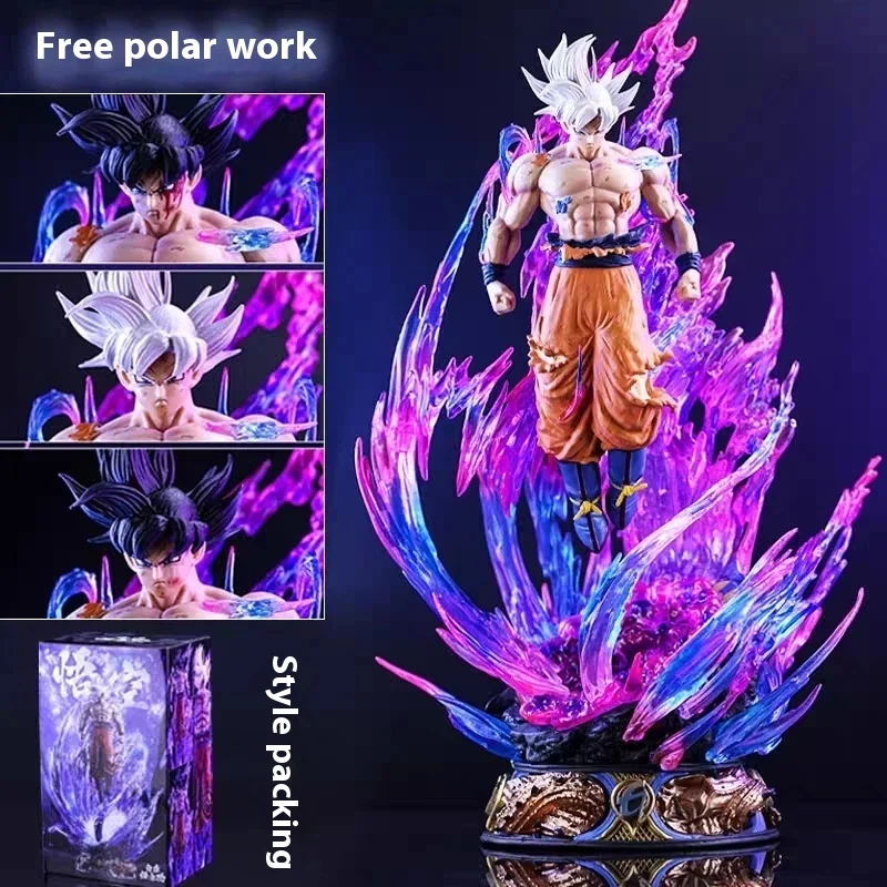 25cm Anime Dragon Ball Figure Son Goku Action Figures Ultra Instinct Super Saiyan Statue Pvc Emit Light Model Collection Gifts