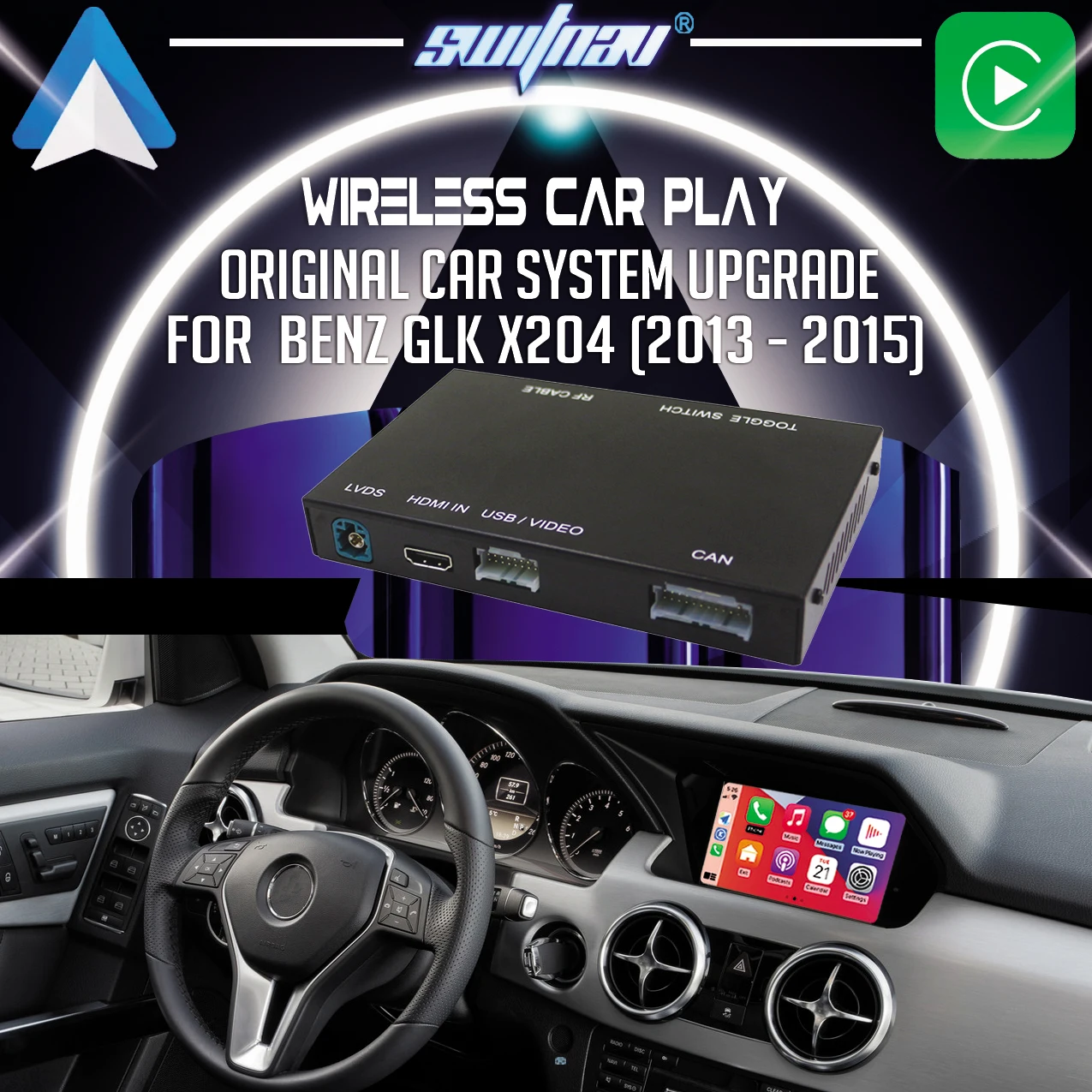 SWITNAV Wireless Carplay For Benz GLK X204 (2013 - 2015) Carplay Android Auto Module Mirror Link AirPlay