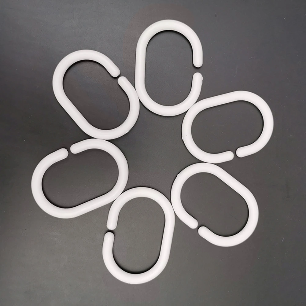 Bathroom Hooks Accessories C-Shaped Curtain Guide Privacy Spare Parts White 12pcs Rail Replacement Rings Shower