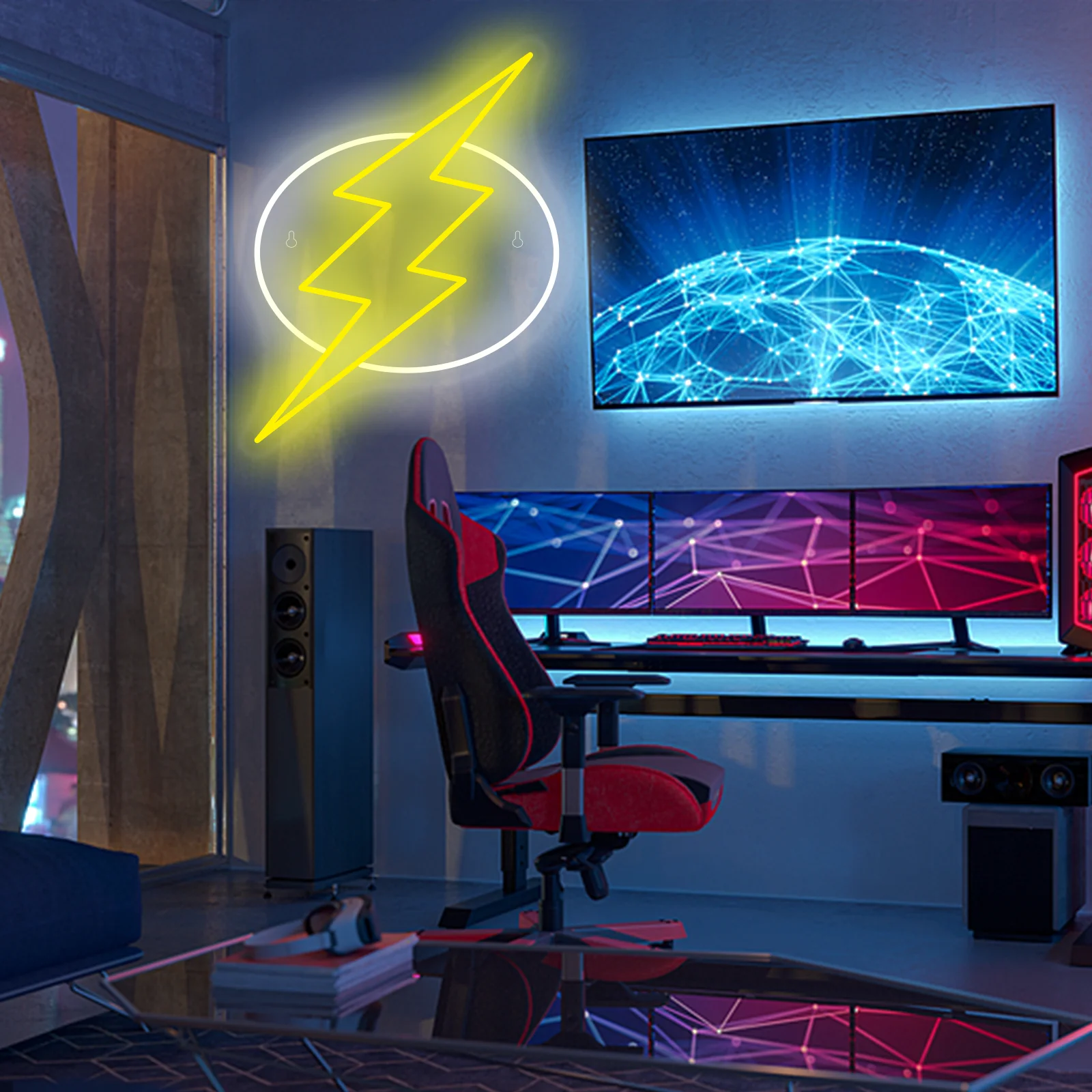 The Flash Logo letreros de neón para decoración de pared, arte, decoración de habitación, dormitorio, Bar, fiesta, lámpara alimentada por USB, luces Led regulables, signo de héroe