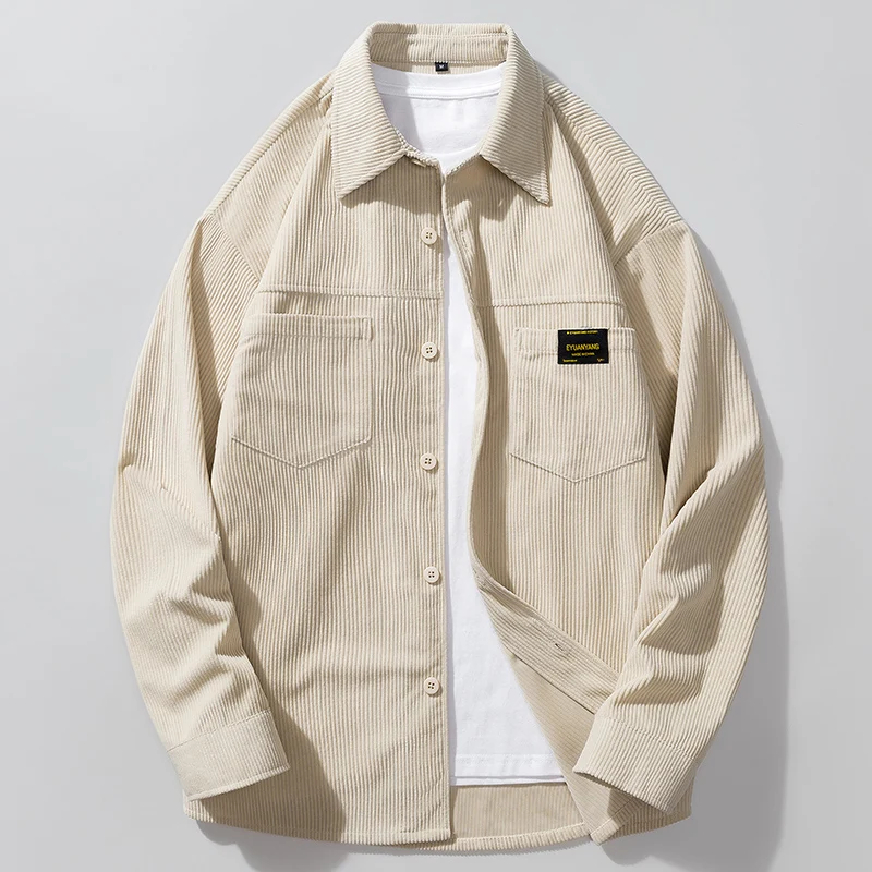 

Corduroy Long Sve Men's irt Trendy Casual Sle Spring Autumn New Arrival Slim Fit Faionable Outerwear Top