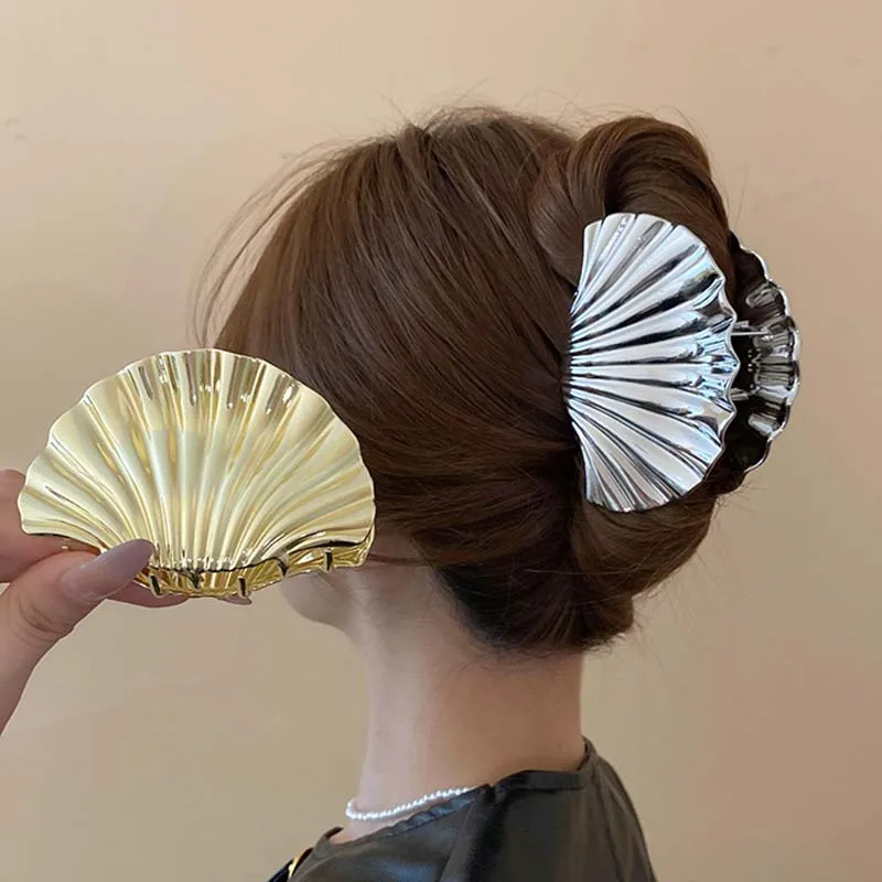 Simple Metal Style Shell Hair Clip for Women Girl Large Small Shell Hair Claws Unique Jewelry Ponytail Hair Tie Hair Accessories