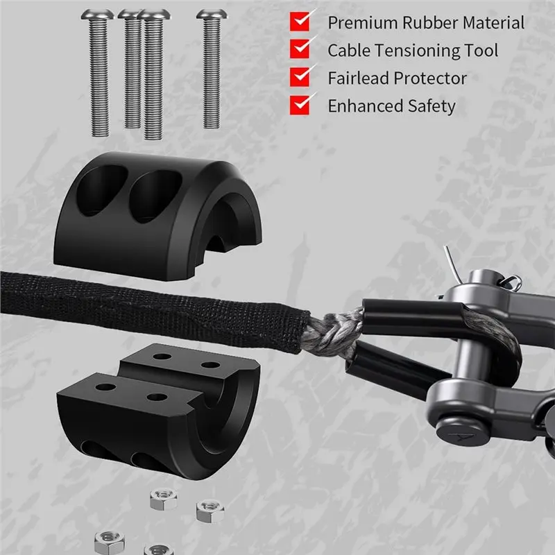 حبل ونش صناعي A19F، 1/4 بوصة × 50 قدم - 10، تصنيف 000 رطل - للمركبات الطرق الوعرة، كابل خط ونش 4WD ATV UTV