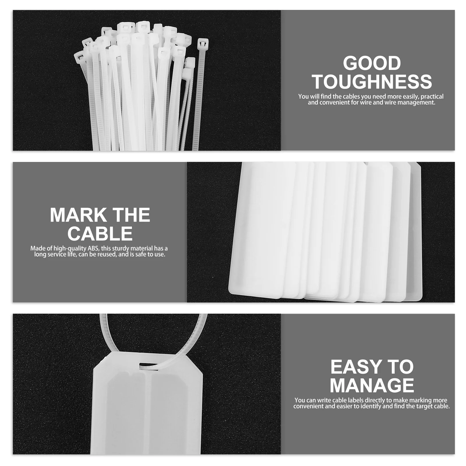 

50 шт. многоразовых этикеток для кабелей из АБС-пластика, с возможностью записи, для организации и идентификации проводов, USB-кабелей и кабельных сборок
