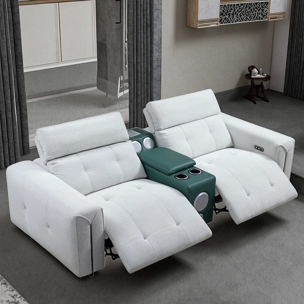 Home Cinema Couch - Movie Electric Leather Recliner 2 Seater