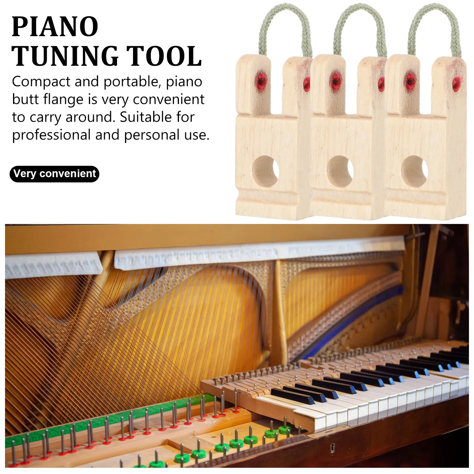 

6pcs Piano Butt Flange Replacement Hammer Flange Wooden Tuning Tool Middle Pedestal Repair Parts for 88 Keys Piano Maintenance