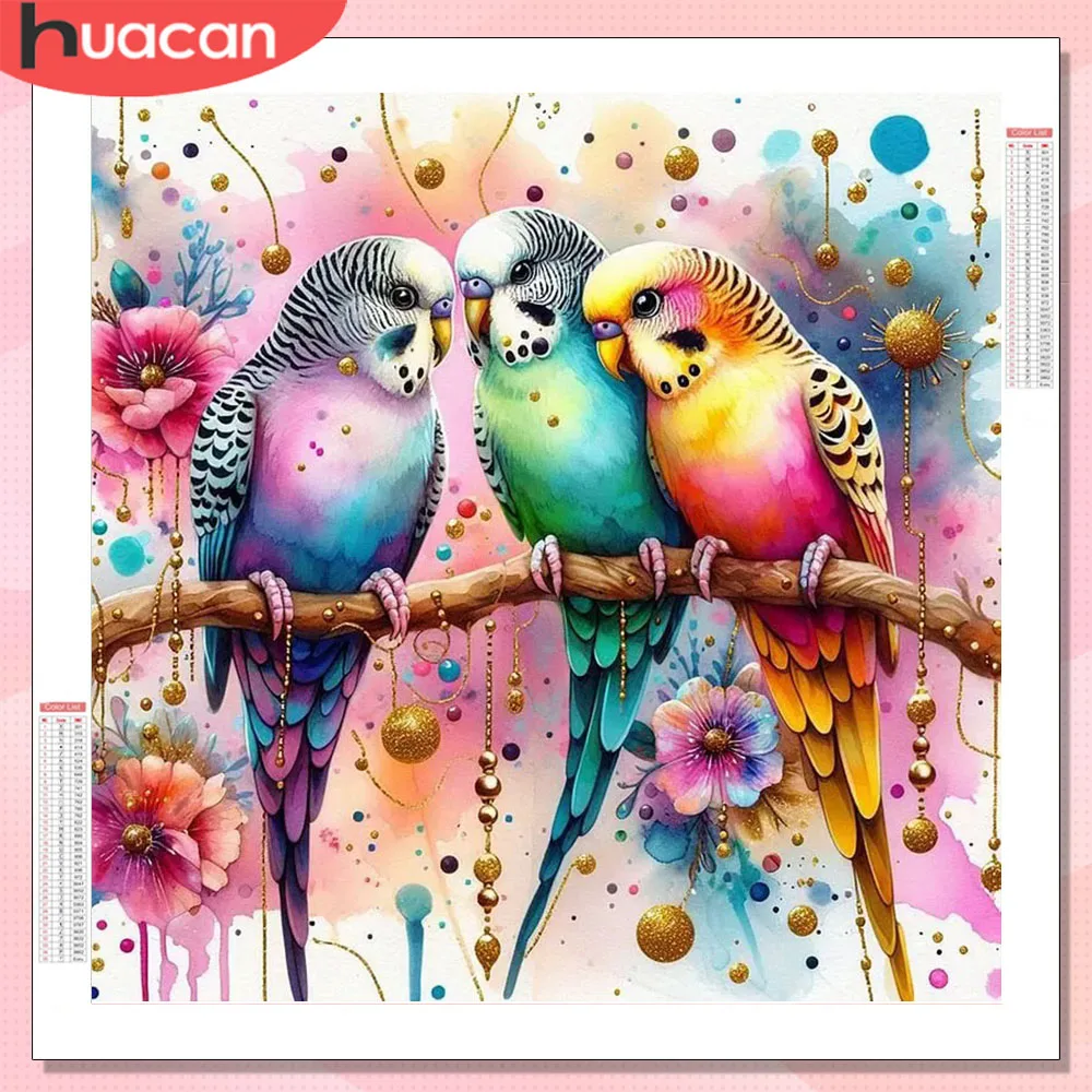 HUACAN Diamantmalerei Vogel Tier Diamantkunst Mosaik Blume Harz Quadratische Diamanten Gemälde Wanddekoration