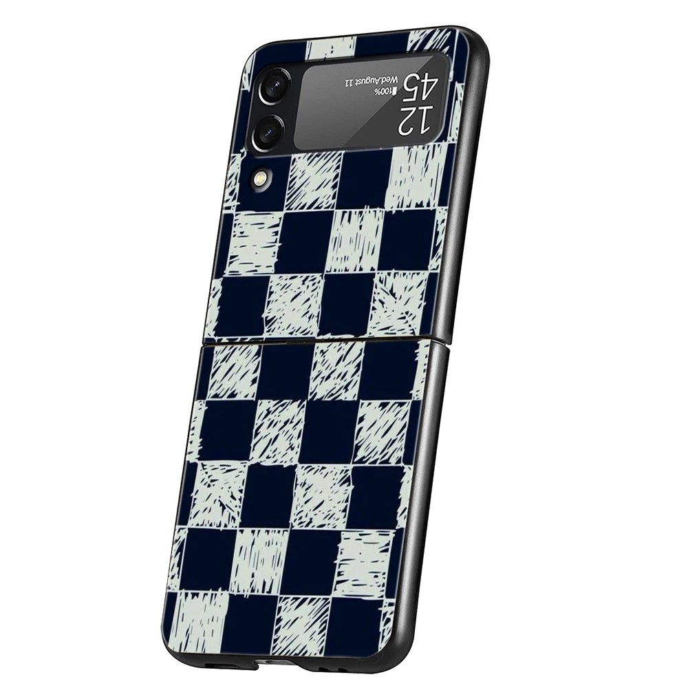 Schachbrett-Schachbrett-Telefonhülle für Samsung Galaxy Z Flip 3 4 5 6 7 Hard Folding PC für Samsung Z Flip3 Flip4 Flip5 Cover