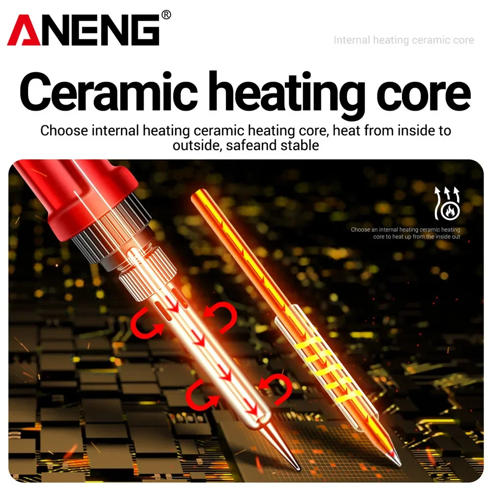 Adjustable Temperature 110V/220V Soldering Iron ANENG SL106 US EU Plug Fast Heat Up Electronic Welding Electrician Repair Tool