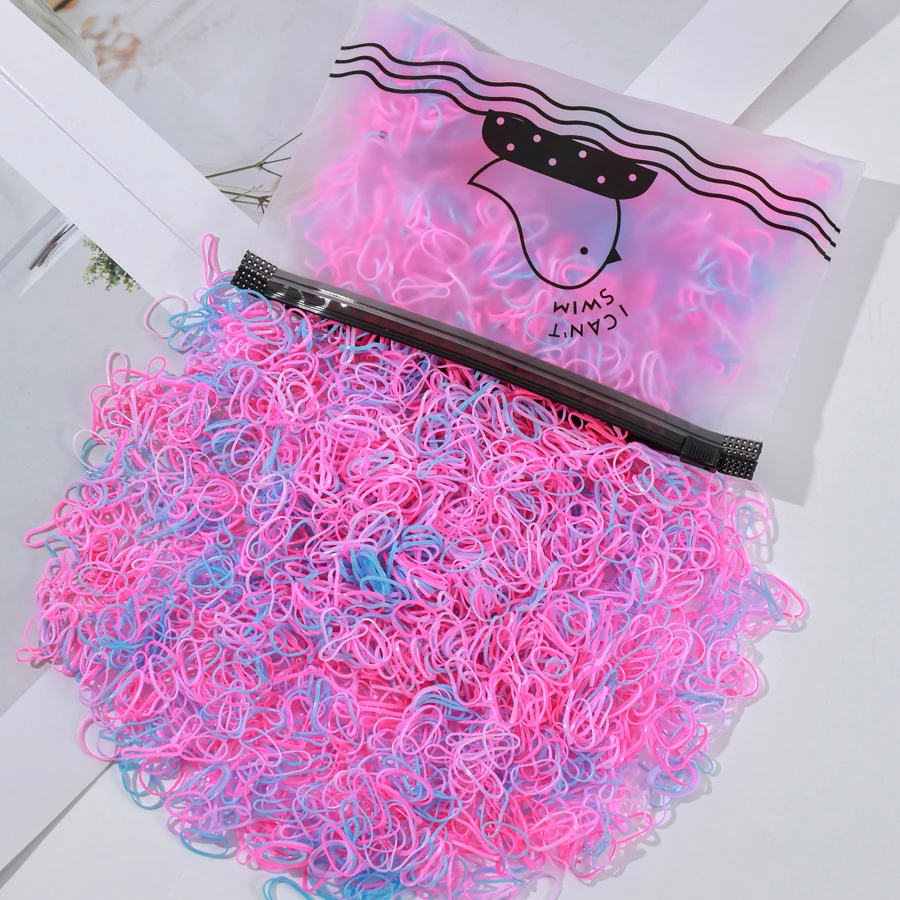 500 Stück schwarze transparente Einweg-Gummi-Haarbänder für Mädchen und Kinder, Pferdeschwanz-Halter, Stirnbänder, Haarschmuck für Kinder – Detail 10