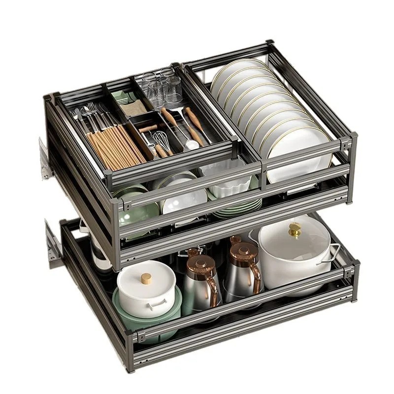 

Cabinet Kitchen Pull Basket Drawer Dish Basket Multifunctional Three-layer Combination Pumping Bold Storage Basket Shelf