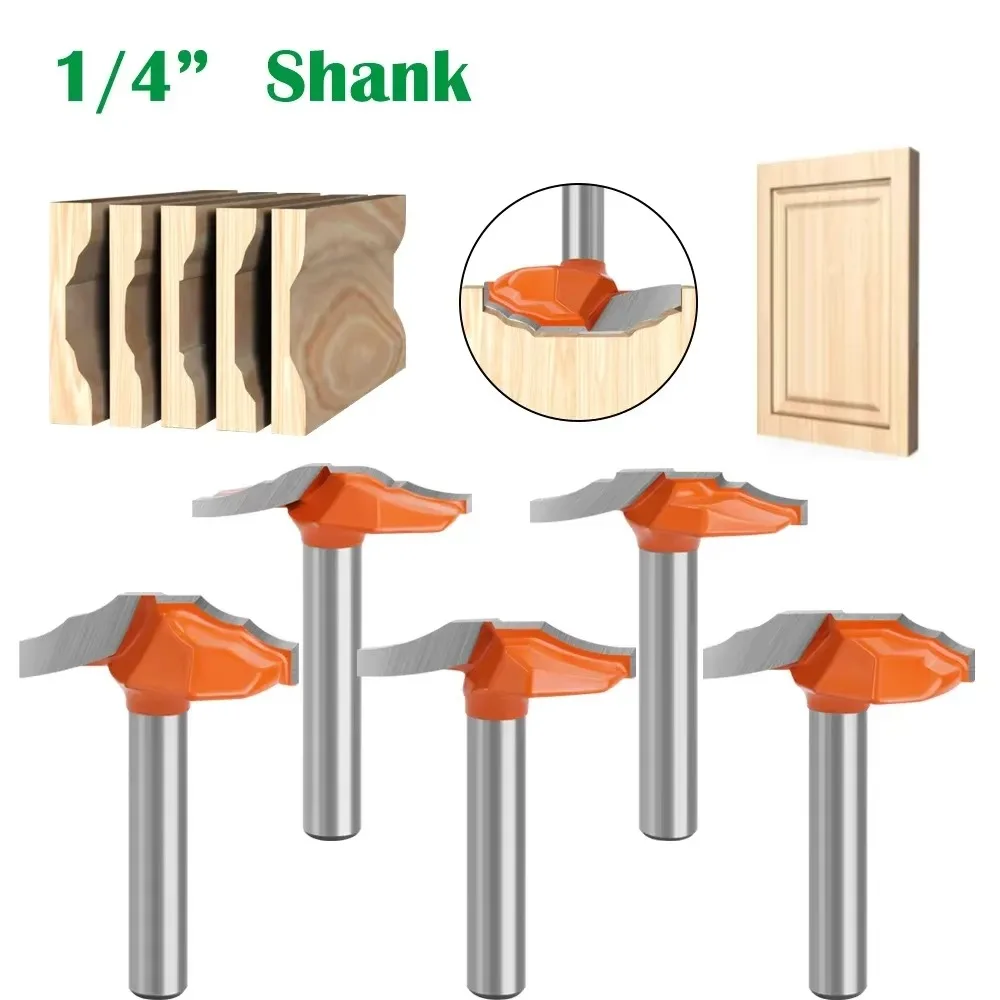 

1PC 1/4" 6.35MM Shank Milling Cutter Wood Carving Door Frame Router Bits For Wood Carbide Lassical Door Cabinet Bits Woodworking