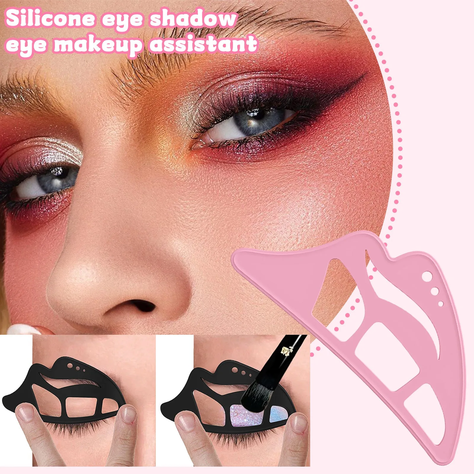 Modello riutilizzabile per ombretti in silicone per ombretti, per creare facilmente un trucco straordinario, assistente per ombretti portatile