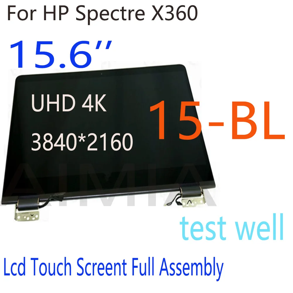 

Original 15.6" UHD 4K 3840*2160 For HP Spectre X360 15-BL Lcd Touch Screen Replacement Full Assembly With Hinges 911082-001