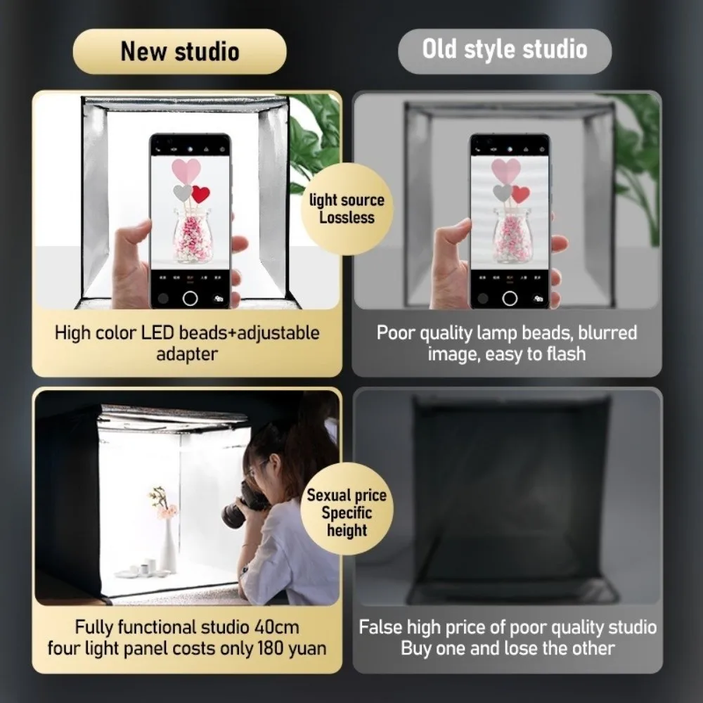 45/65 سنتيمتر LED صندوق إضاءة ناعم صغير مع خلفية التصوير صندوق الضوء حلقة ضوء مجلس طوي عكس الضوء سوفت بوكس