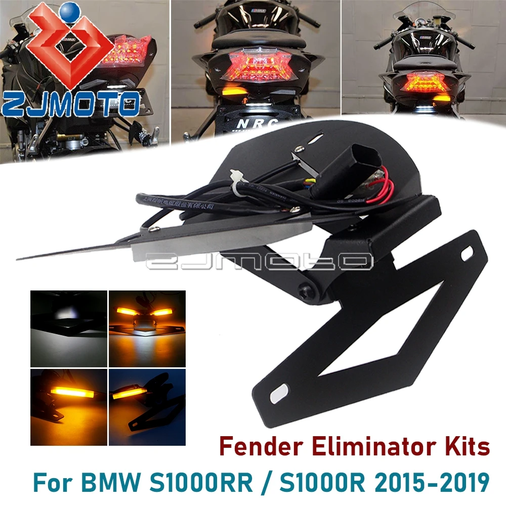 

Motorcycle LED Tail Tidy Turn Signals Lamp License Plate Light Holder Rear Fender Eliminator Kits For BMW S1000RR S1000R 2015-19