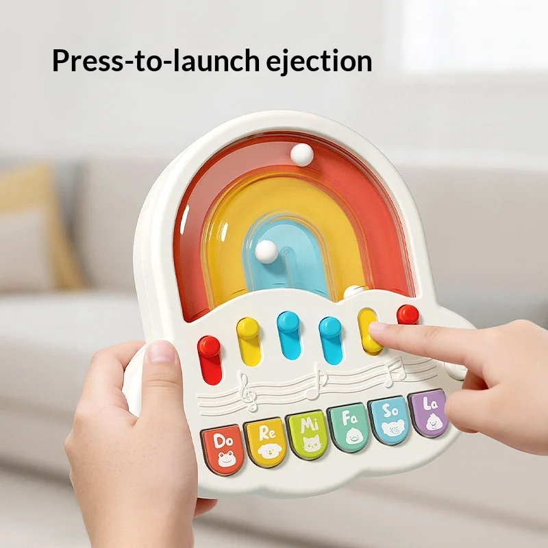 Kids Rainbow Ball Drop Piano Toy Multifunctional Musical Track Game Toddler Early Educational Sensory Training Toy Wholesale Gif