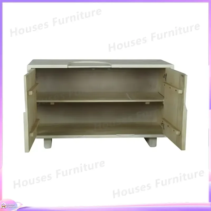 Solid Wood Shoe Cabinet Industrial Style Entryway Storage Bench with Adjustable Shelves Large Capacity Organizer for Living view 3