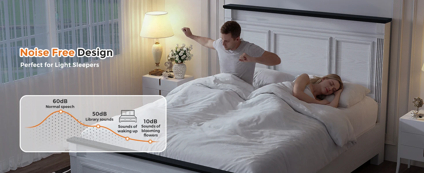 Noise free queen bed frame