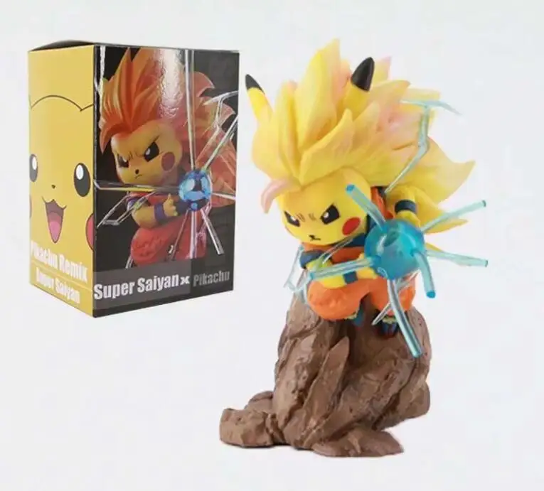 Amine Cute Pikachu as Ver. Saiyan 3 Goku  Action Figure Toys