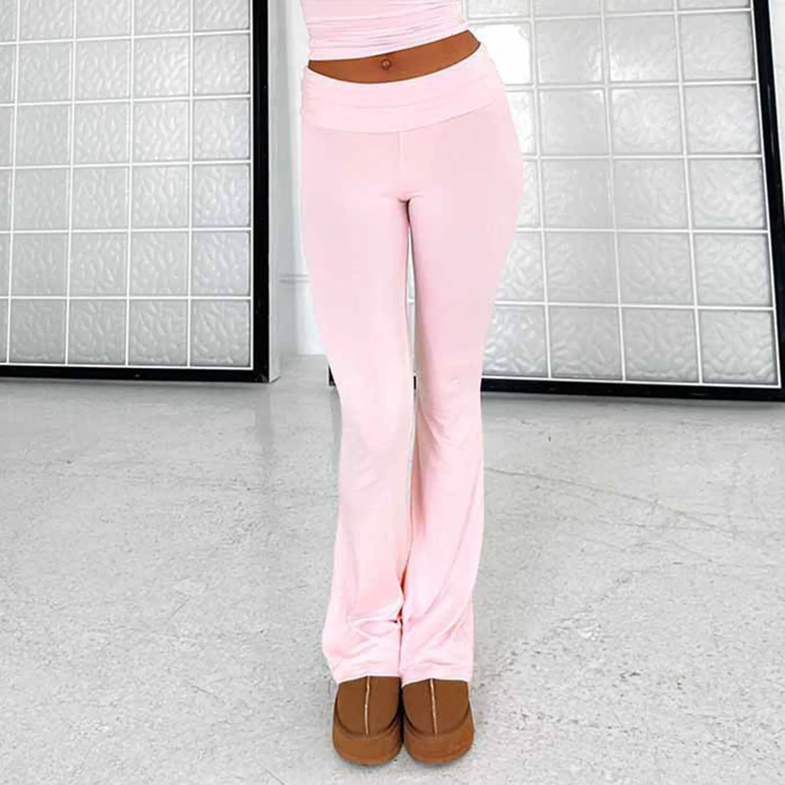 

Korean Fashion Streetwear y2k Flared Pants Joggers Casual Solid Low Rise Trousers Women Basic Slim Fitness Leggings Sweatpants