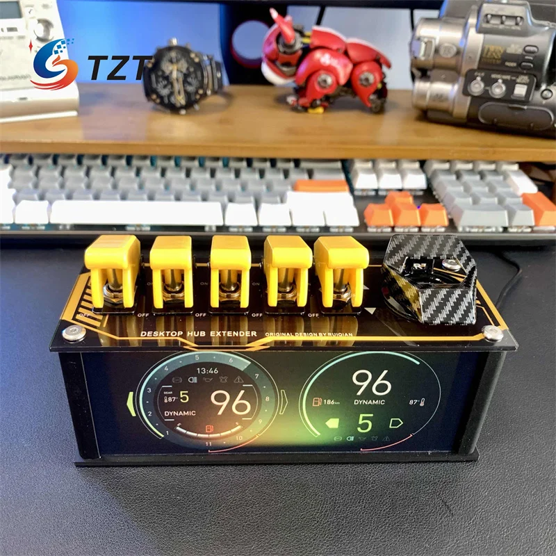 TZT نسخة شفافة/أصفر USB التبديل USB توسيع محور المدمج في ضوء RGB دعم بلوتوث للديكور الرجعية سطح المكتب