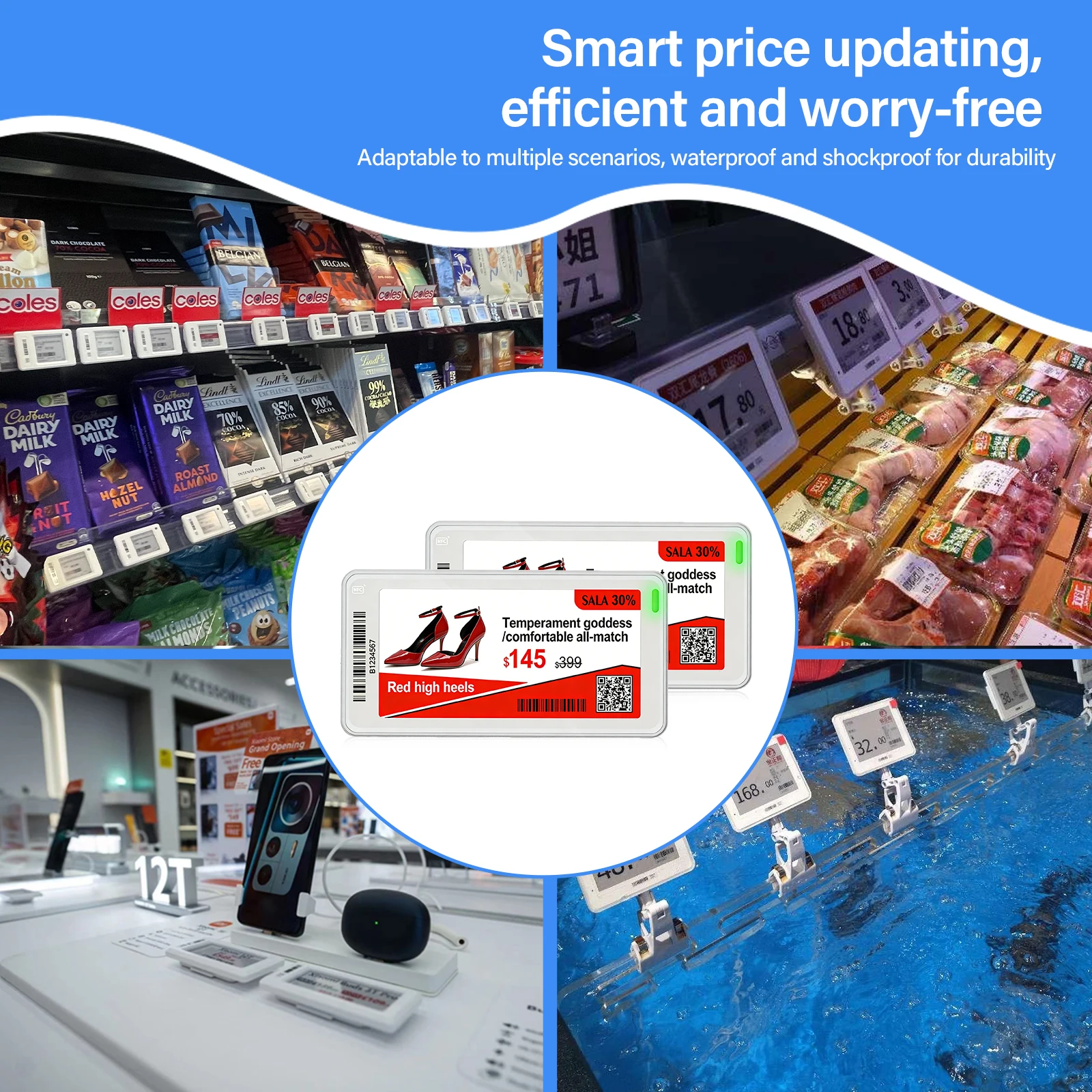 e ink Price Tag 3.5 inch NFC Powered E-Paper 3-color E Ink Tag Electronic Shelf Label for Digital Retail and Fruit Shop Shelves