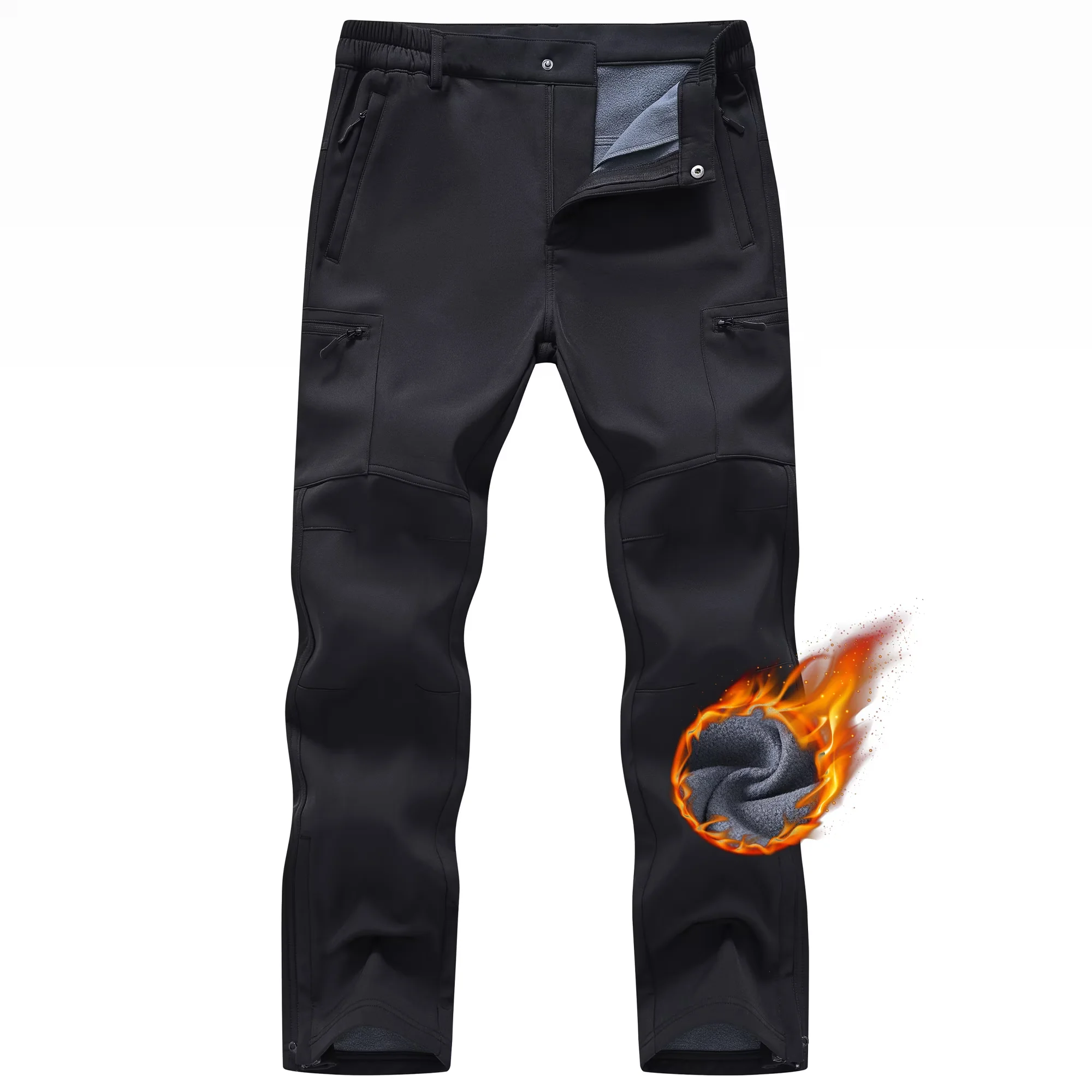 Winter Herren Wasserdichte Camping-Wanderhose Cargo Taktische Softshell Warme Fleece Winddichte Outdoor-Trekking-Jagdhose – Detail 9