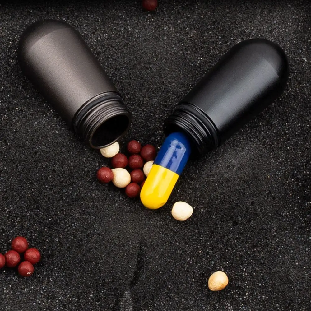 Travel Capsule Tablet Container Vitamin Pill  Organizers Pill Bottle Pill Storage Box Aluminum Pill Case Keychain Holder