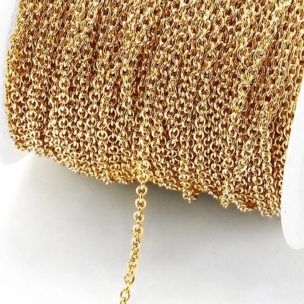 2 Meter 1,2/1,5/2,0/2,5 mm goldfarbene O-förmige dünne Kette aus Edelstahl für Armbänder, Halsketten, DIY-Schmuckherstellungszubehör – Detail 1