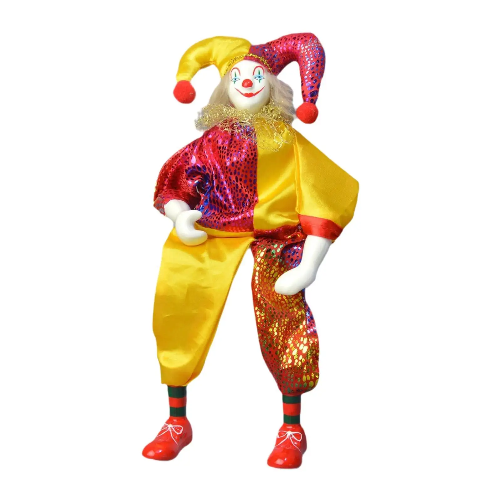 Figura de muñeca payaso de porcelana, adorno para suministros de fiesta, escritorio interior