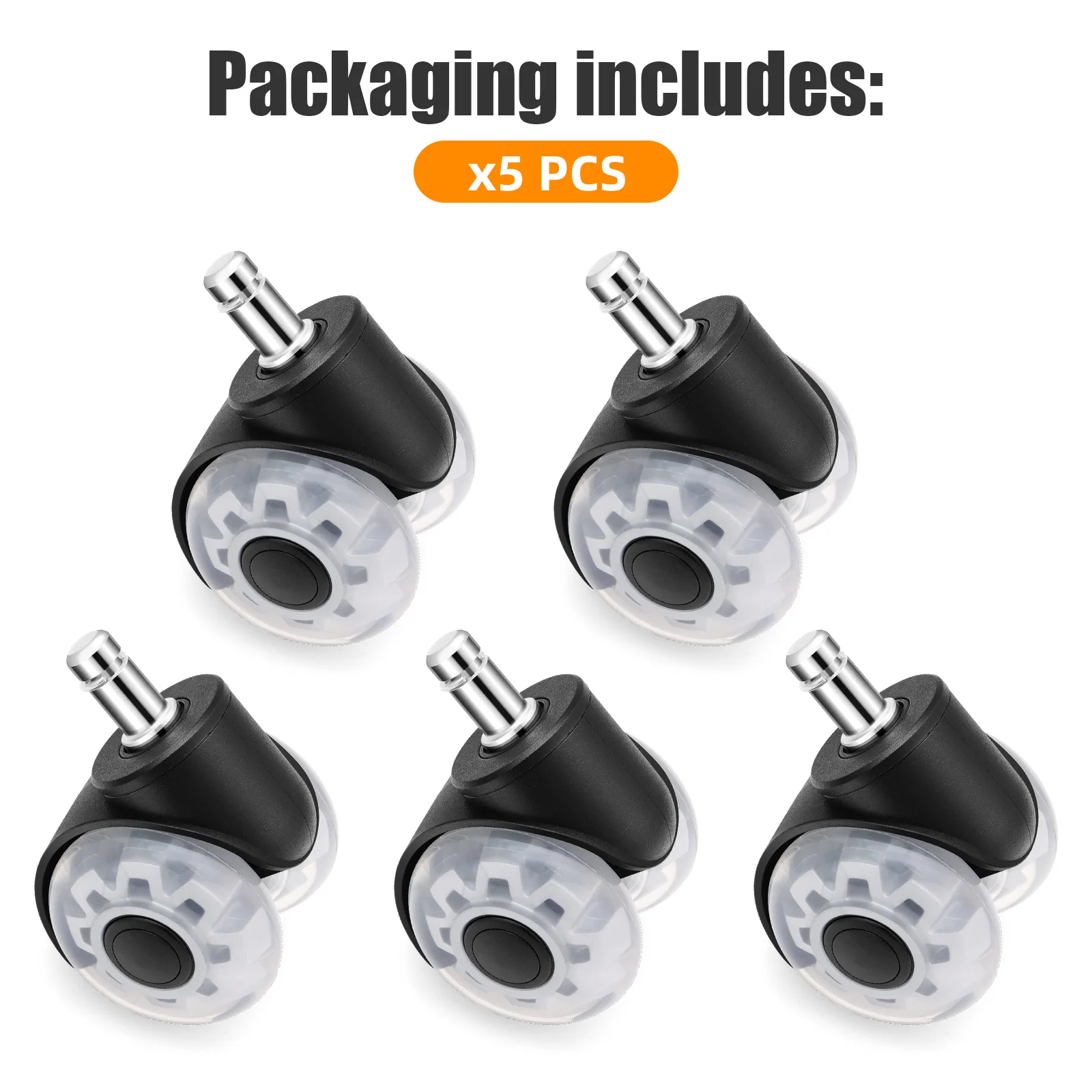 (5Pcs) Office Silent Wheels Chair Caster Swivel Rubber Heavy Duty Castors Wheels Safe Soft Rollers Desk Chair Furniture Hardware