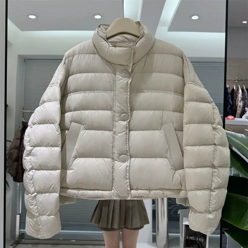 

Korean Style Lightweight Down Cotton Jackets for Women 2025 New Winter Solid Casual Loose Warm Short Coats Snow Outerwear