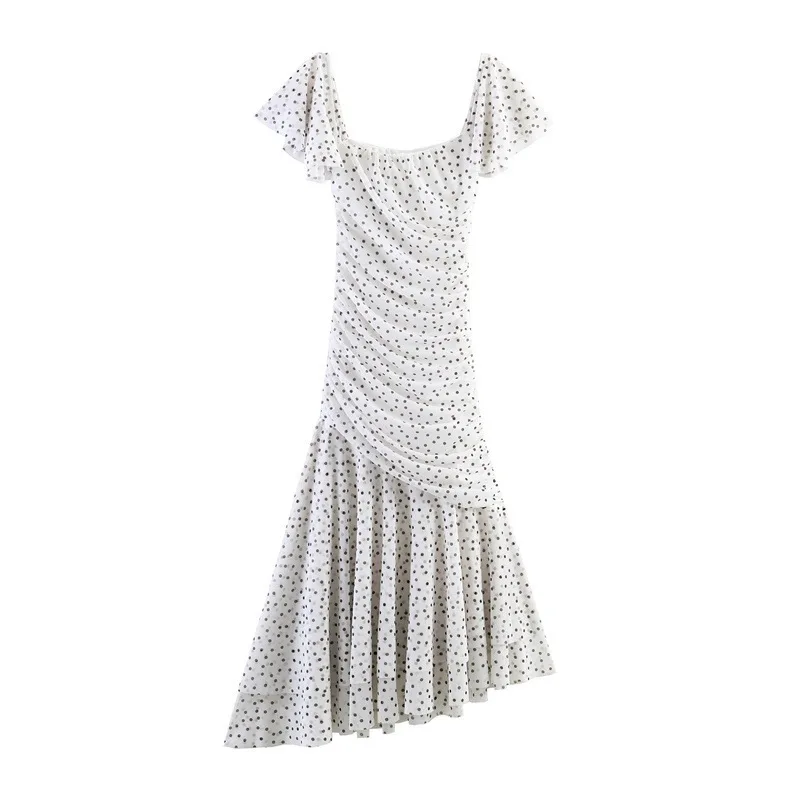 

Dave&di Fashionable And Sexy Spicy Girl Polka Dot Midi Dress Woman Clothes Dress Elegant Party Dresses Vestidos Women's Dress