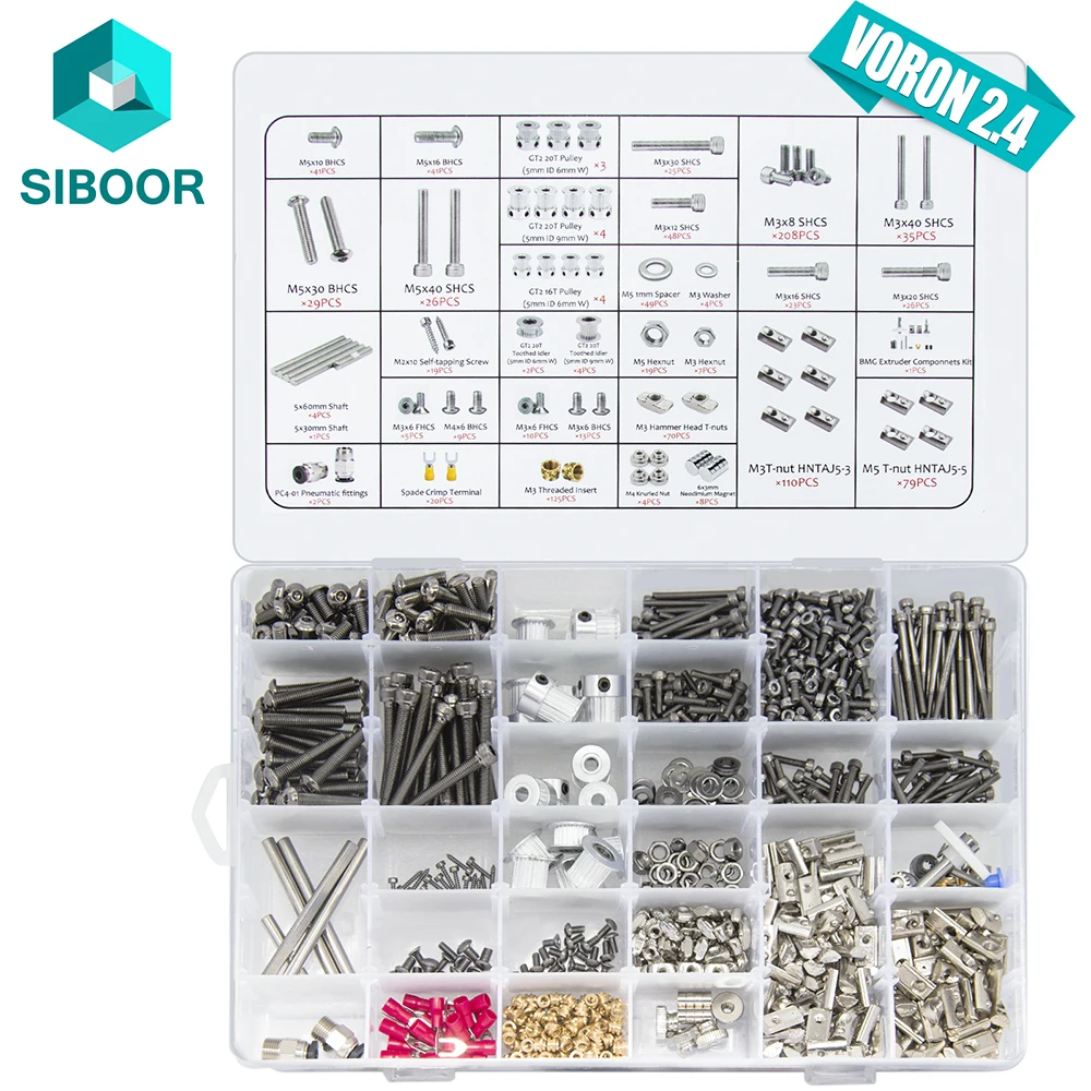 Impresora 3D V2.4 R2 proyecto de bricolaje sujetadores tornillos tuercas Kit completo Voron 2,4 Trident tornillos de impresora 3D Kit completo para piezas Voron V2.4