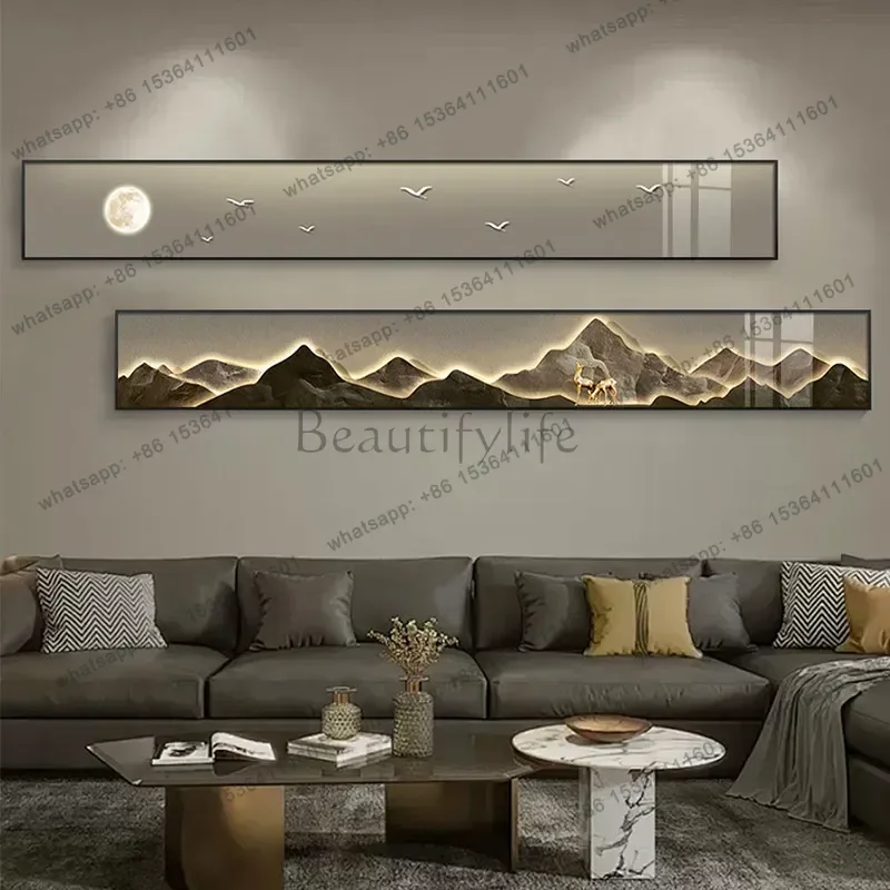 YJ Luxury LED Lighting Decorative Painting Double Panel Decorative Painting Calligraphy Poster Room Decoration Wall Art Home Dec