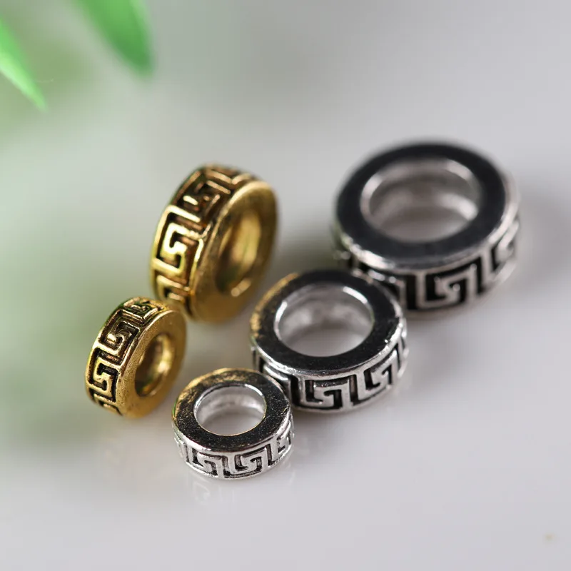 20 teile/los 6mm 8mm 10mm Gold Silber Metall Legierung Spacer Perlen Loch Perlen Flache Perlen Nepal buddha Symbol Perlen Für Schmuck Machen