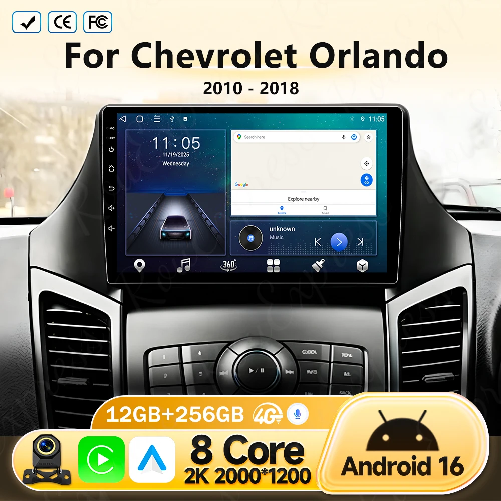 Android Auto For Chevrolet Orlando 2010 - 2018 Car Radio Head Unit Video Player Multimedia GPS Navigation 5G WIFI BT No 2din DVD