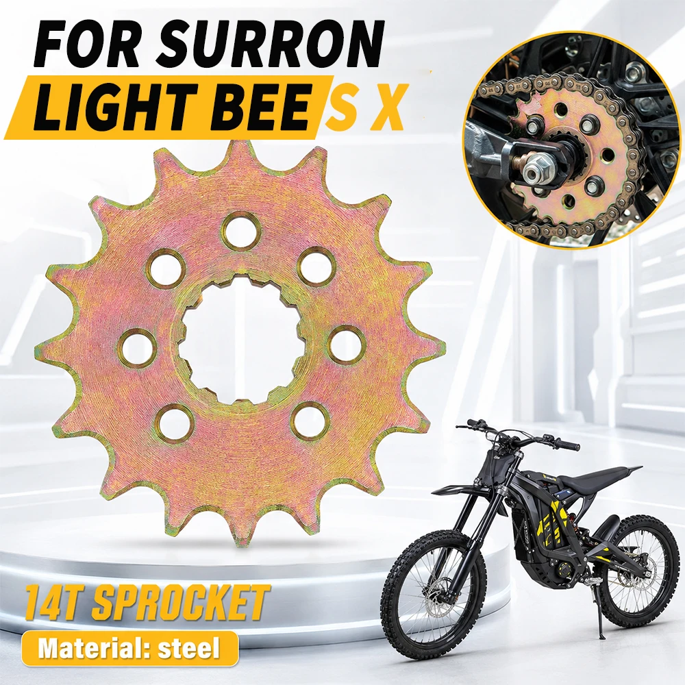Motorcycle Accessories 14T Chain Sprocket For SURRON Sur Ron Light Bee X S Off-Road Electric Vehicle Dirt E-Bike Iron