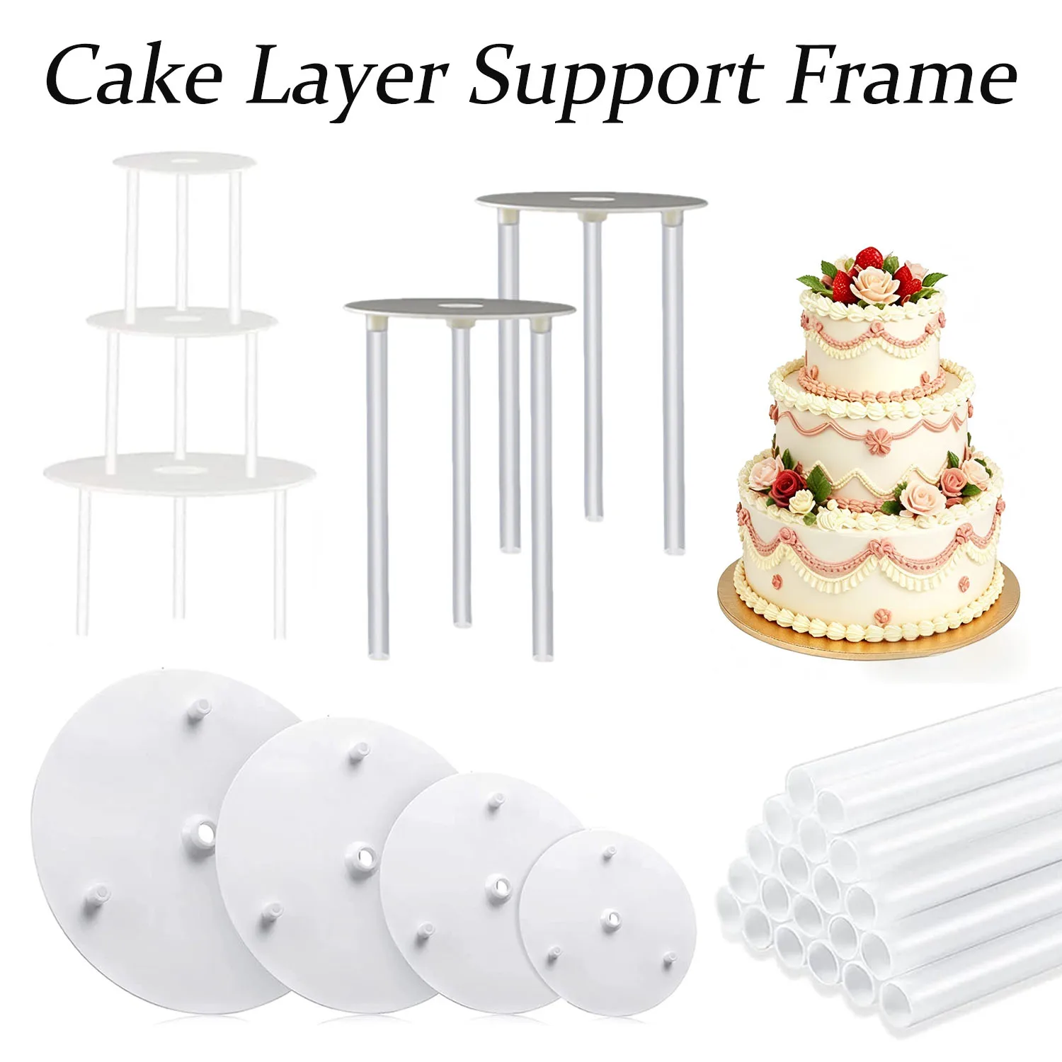 9/12/16/20/26cm Cake layer support frame Cake board and cake Pin rod for layered cake structure stacking Spacer Piling Bracket