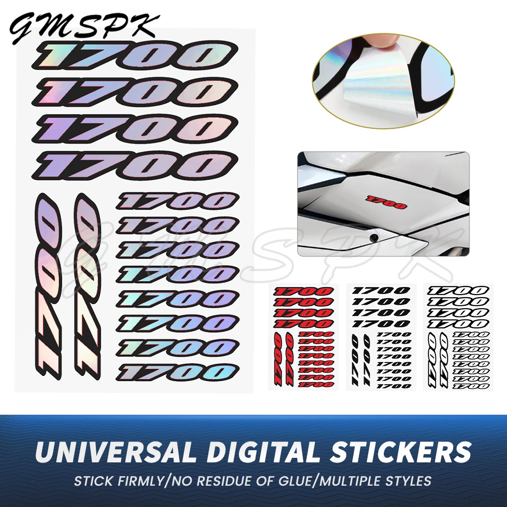 1700 Number Motorcycle Stickers Fuel Tank Windshield Helmet Decoration Decal Fit for Kawasaki Yamaha VN 1700 Vulcan XV VMAX 1700